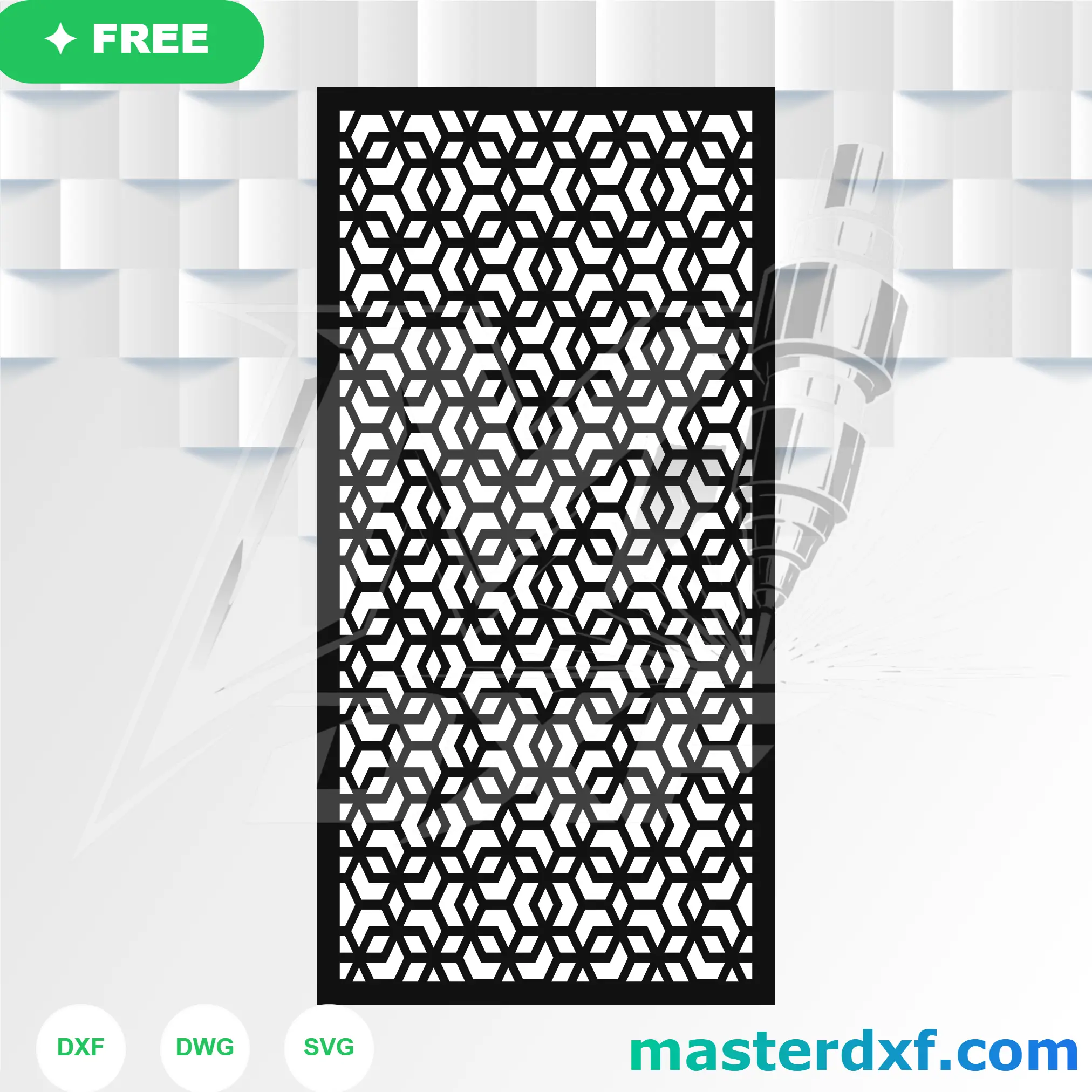 Geometric Cubist Hexagonal Escher Lattice Vector File DXF File